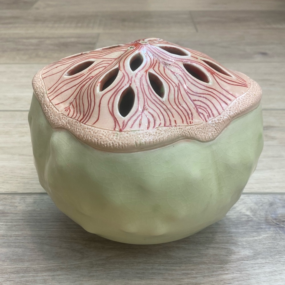 Abstract Botanical Flower Frog Art Vase Sculpture Modern Studio Pottery Signed